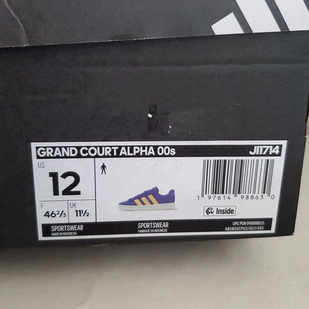 Adidas Grand Court Alpha 00s Sneakers Men's 12 Blue Yellow Suede NIB - Picture 9 of 9